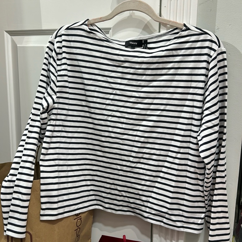 Theory long sleeve striped top
